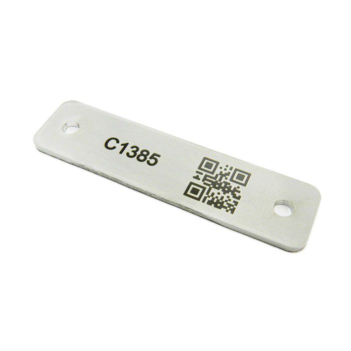 QR code sur plaque inox avec marquage laser