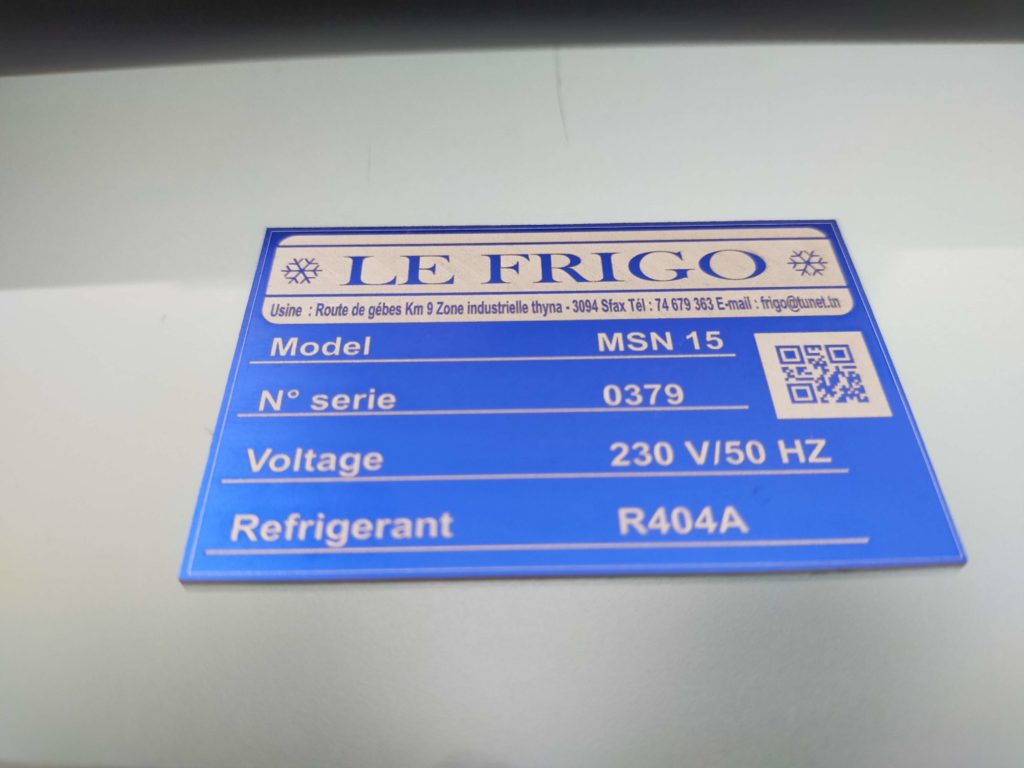 Plaque gravée aluminium anodisé bleu