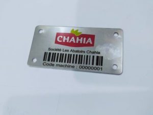étiquette en inox avec code à barre